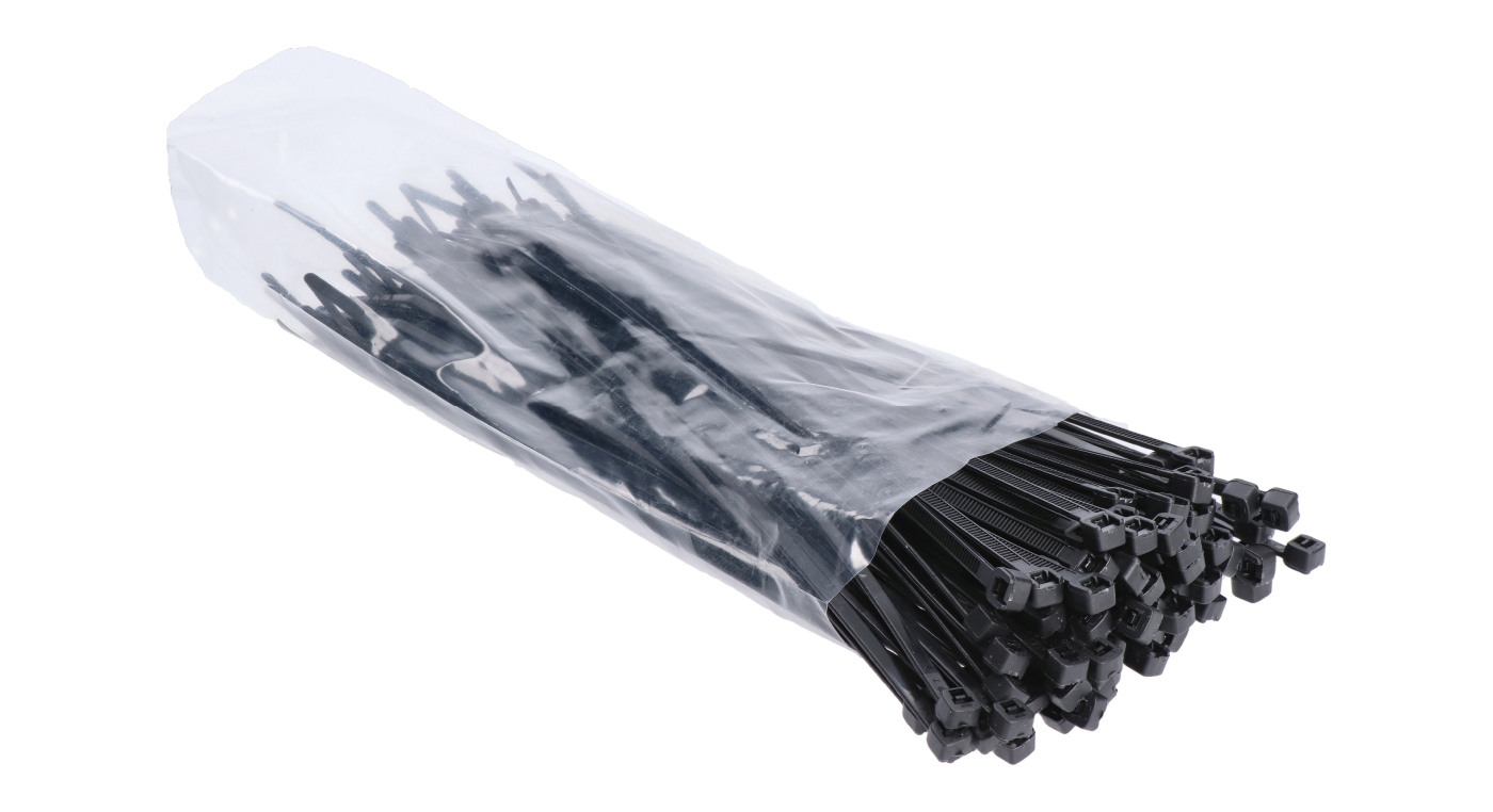 Sťahovacia páska / viazacia páska, čierna, 100ks balenie, D:2.5 L:150