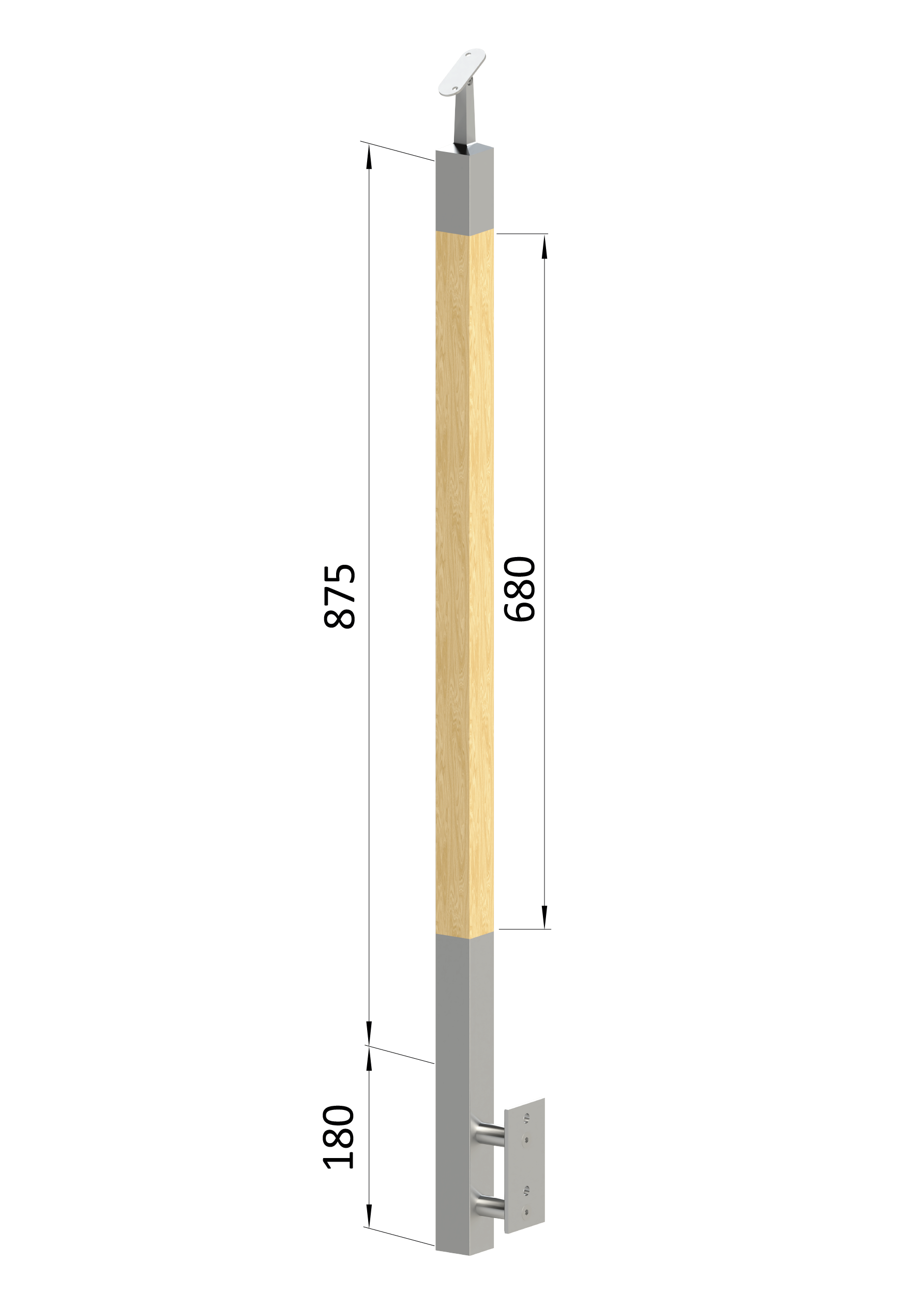 Dřevěný sloup, boční kotvení, bez výplně