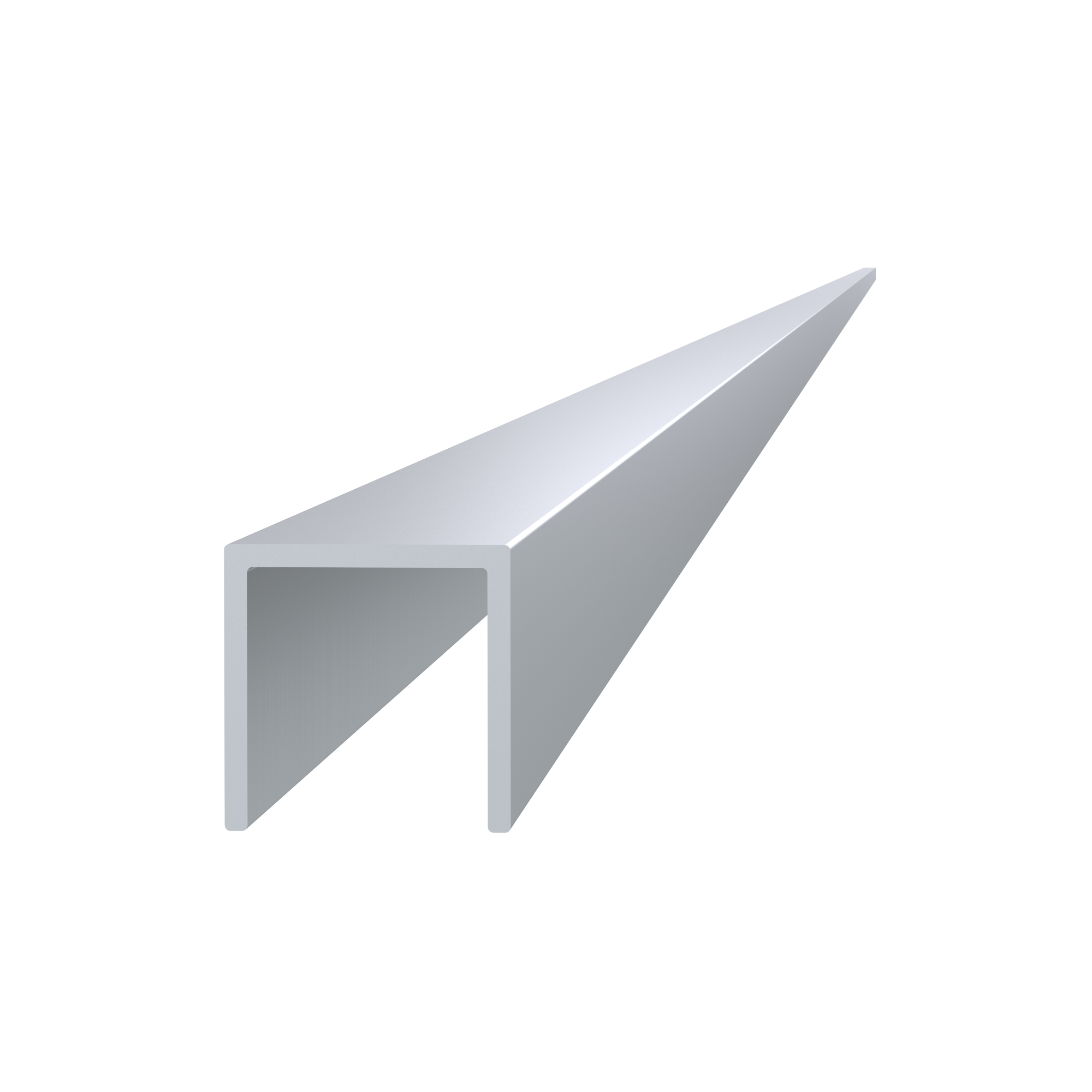 U profil 25 x 25 x 6000 mm, hliník, bez povrchové úpravy