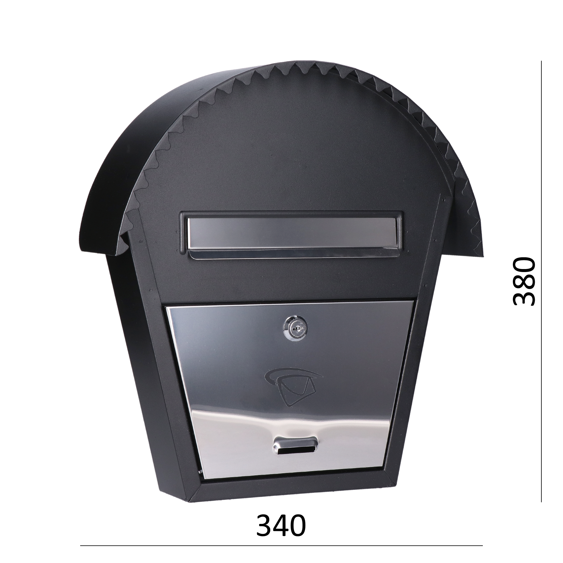 DOPRODEJ! Poštovní schránka  (340x380x75 mm) nerez/černá, max. formát listu: B6, leštěná nerez /AISI430