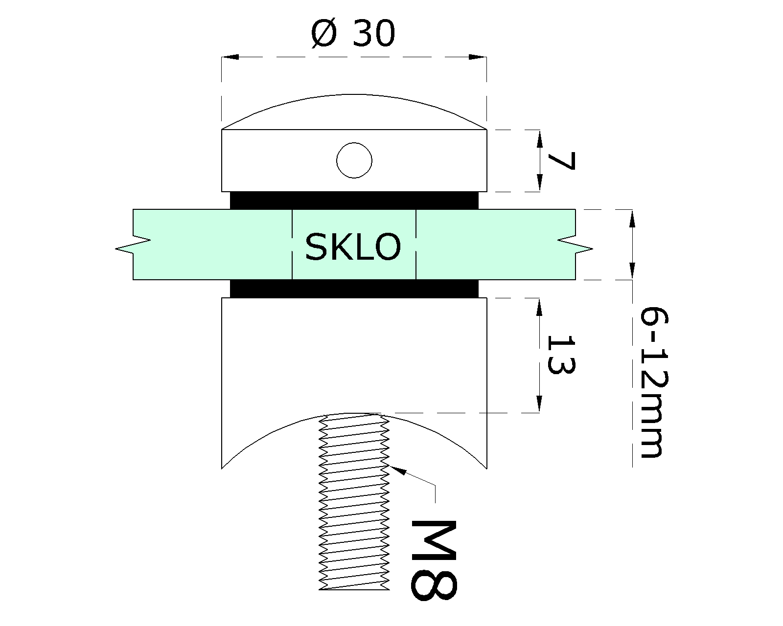 DOPREDAJ! Svorka bodová, na ø 42,4 mm, sklo 6 - 12 mm, AISI 304