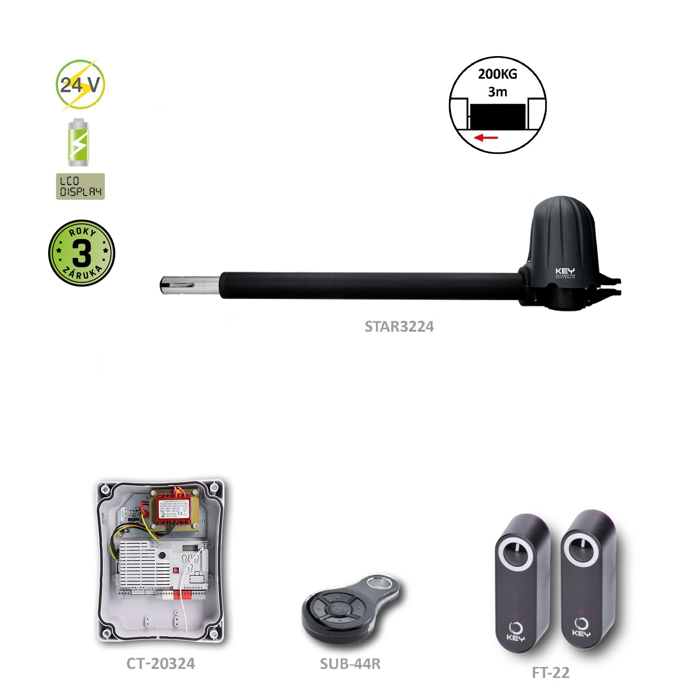 Pravý pohon pro jednokřídlovou bránu do 2m/křídlo