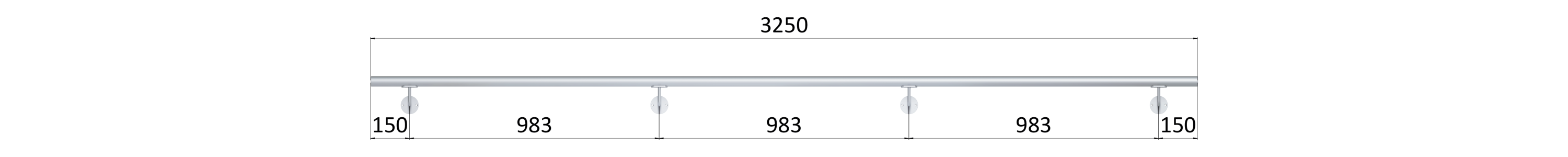 Madlo ø 42.4mm, L-3250mm, broušená nerez AISI316