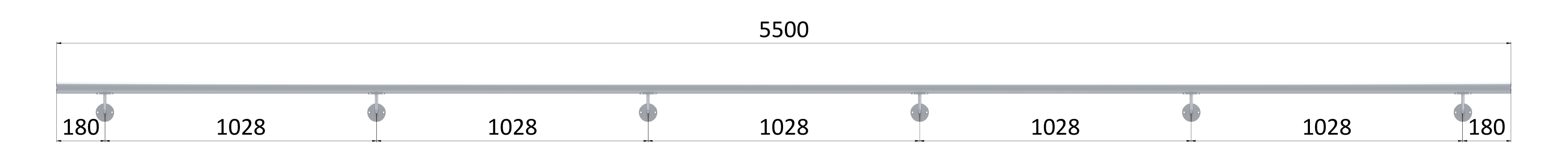 Madlo ø 42.4mm, L-5500mm, broušená nerez AISI304