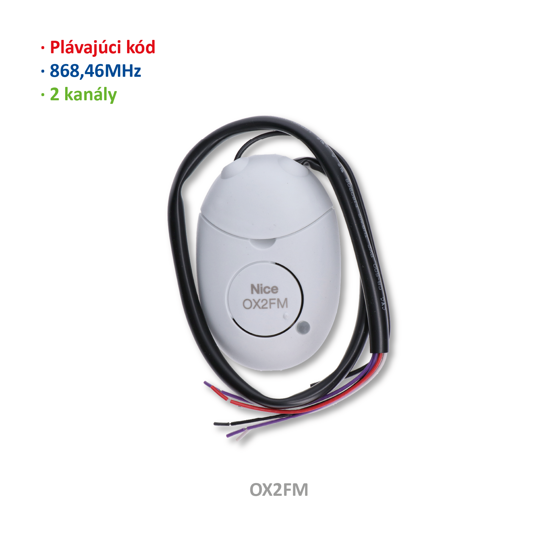 Přijímač univerzální, 2 kanálový, plovoucí kód, 868,46MHz