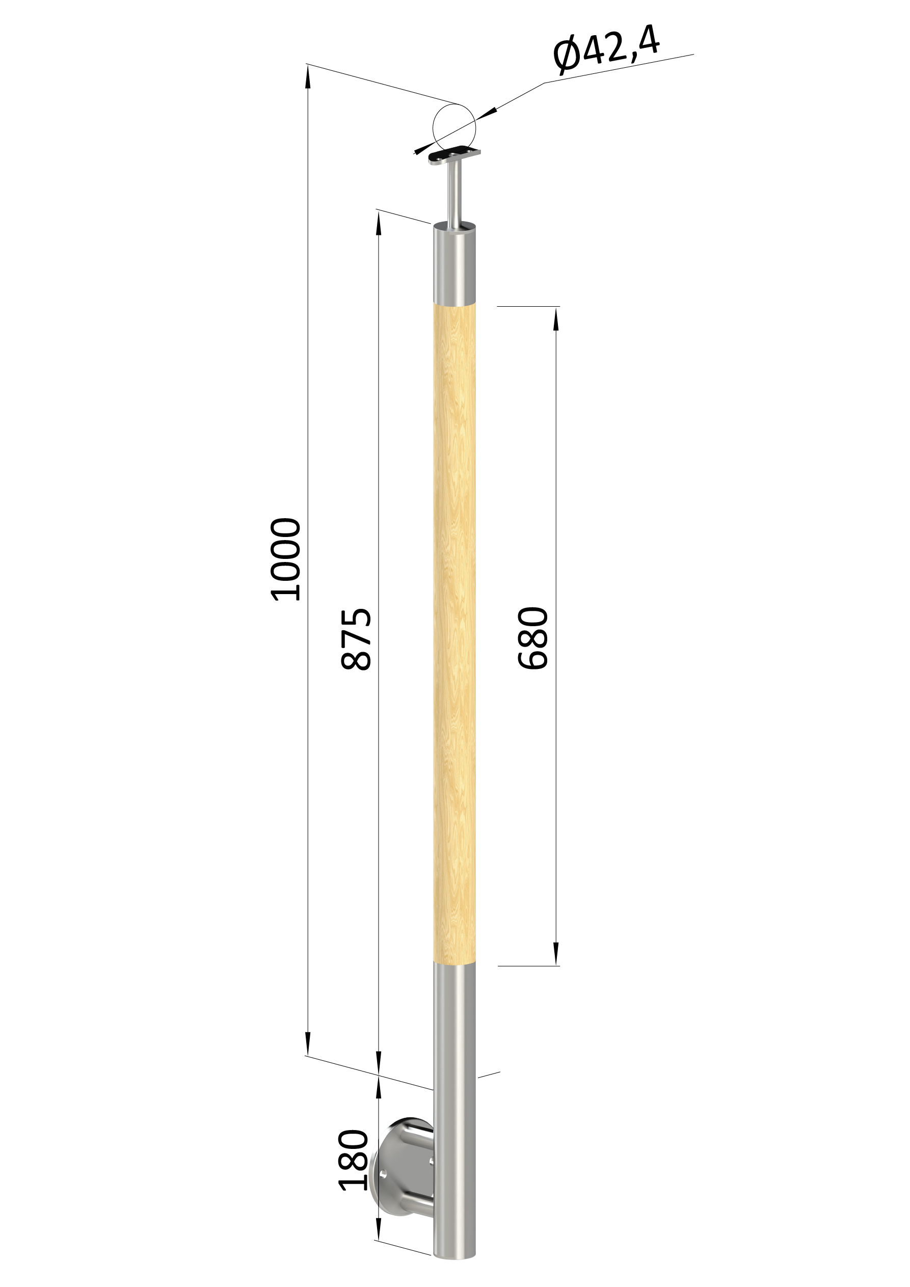 Dřevěný sloup, vrchní kotvení, bez výplně