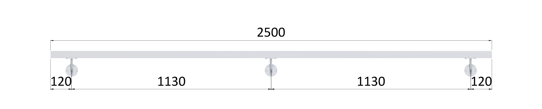 Madlo 40x40mm, L-2500mm, broušená nerez AISI304