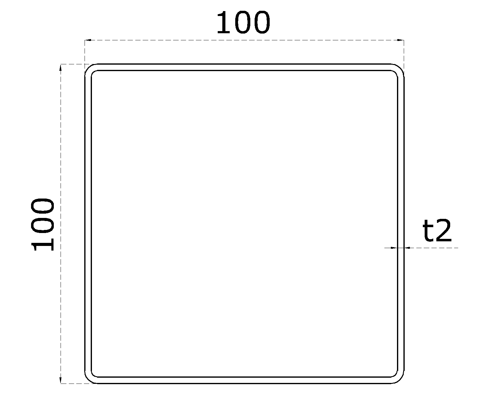 Profil 100 x 100 x 2 x 6000 mm, broušená nerez AISI 304