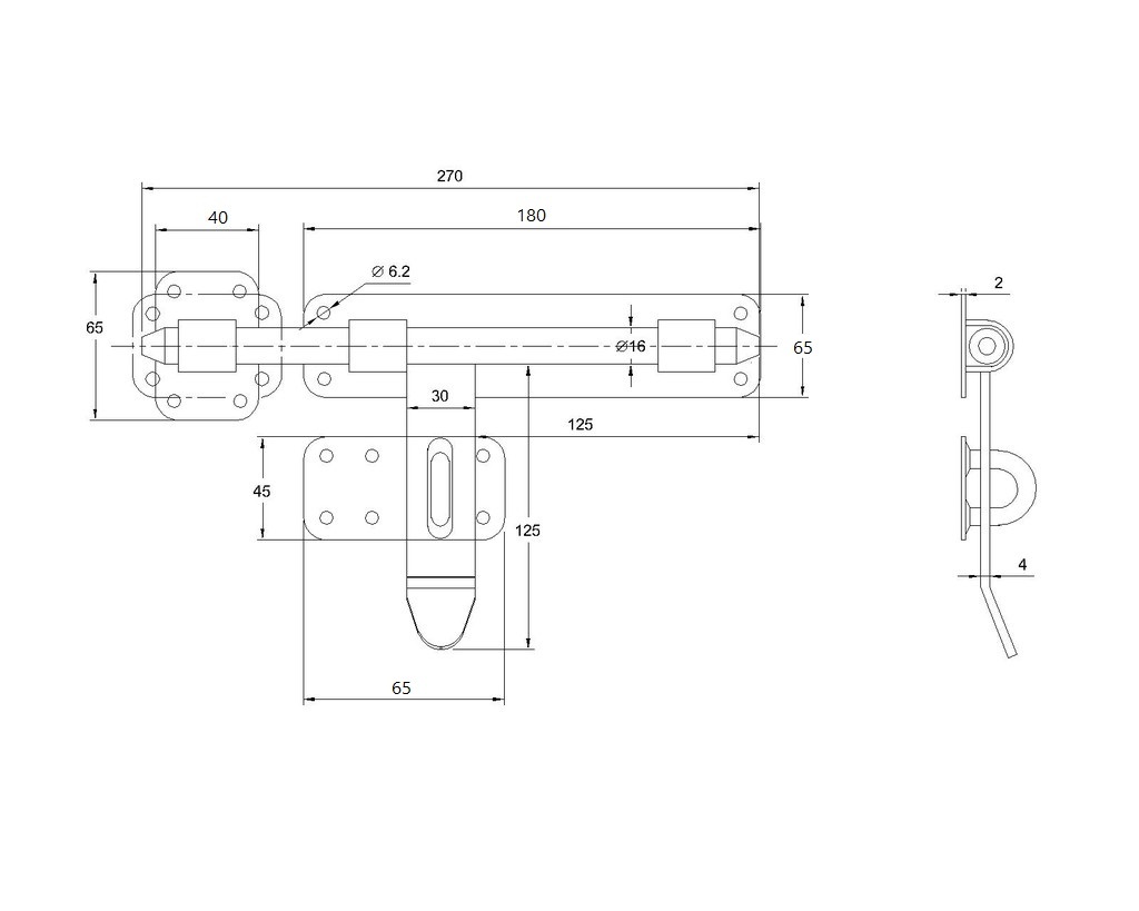 DOPREDAJ Rígeľ ø 16 mm, L = 270 mm, pozinkovaný