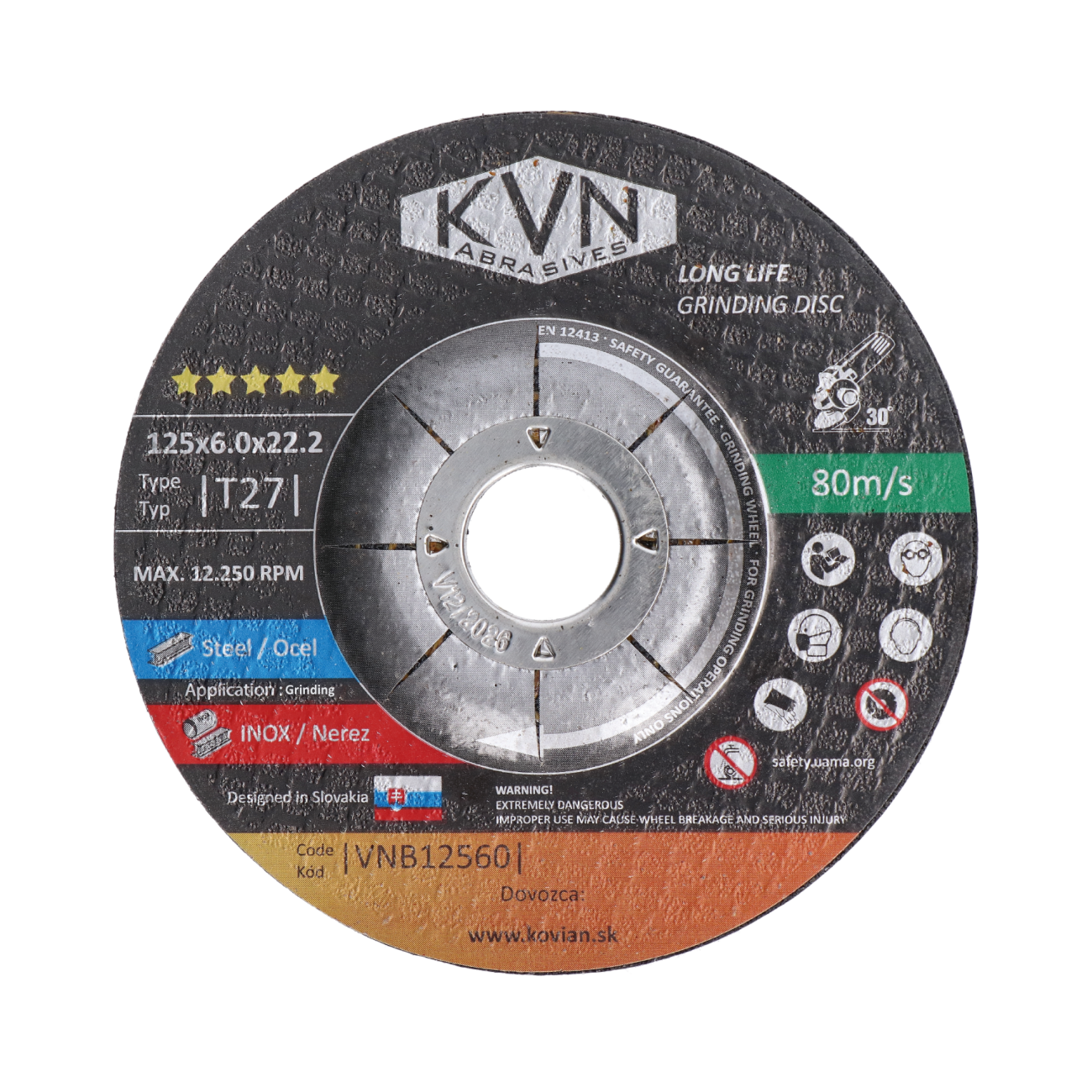 Profesionální brusný kotouč na nerez, 125 x 6 x 22,2 mm