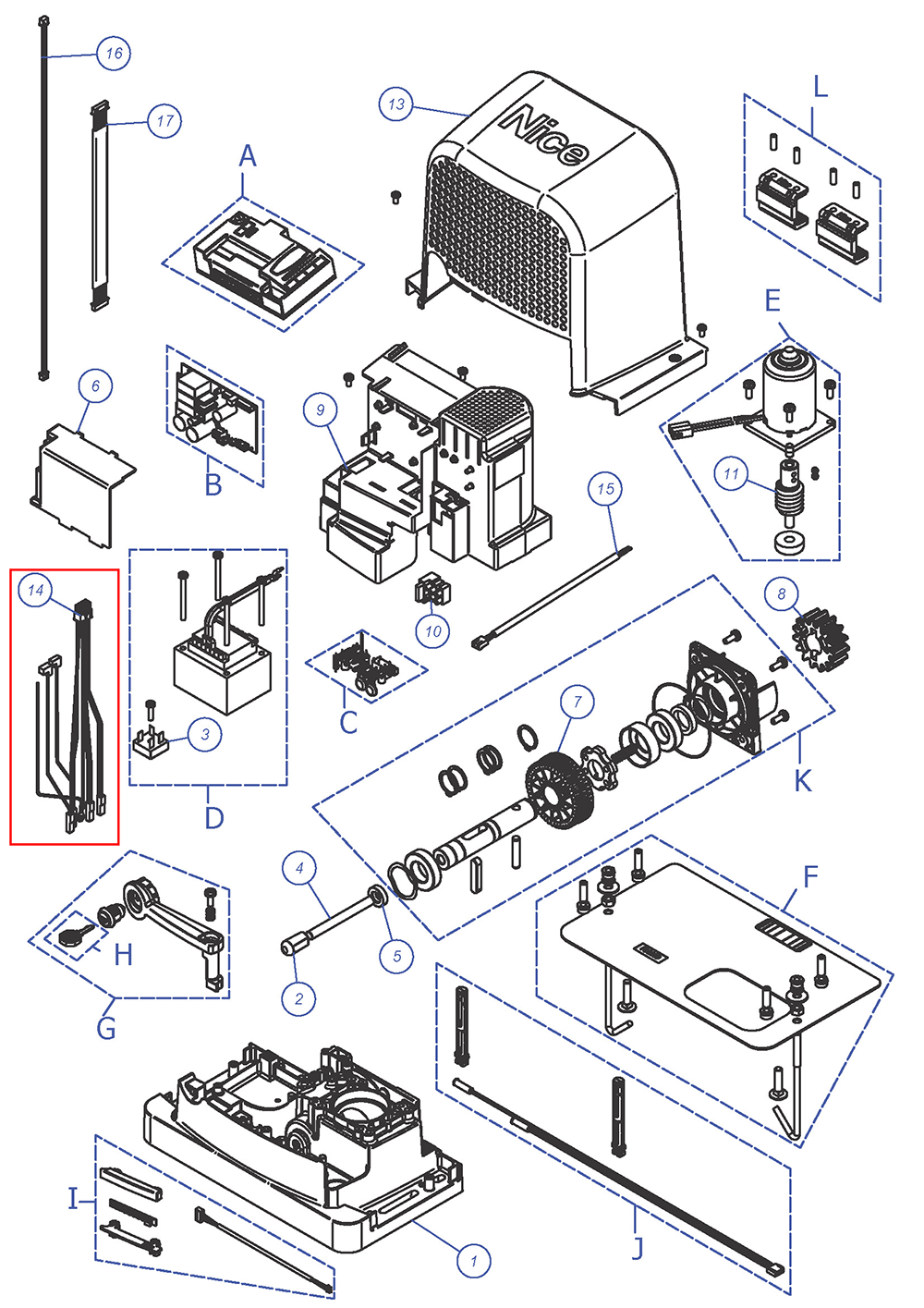CA0364C00 Kabel napájení motoru a řj RBS400, RBS600, RBS600HS