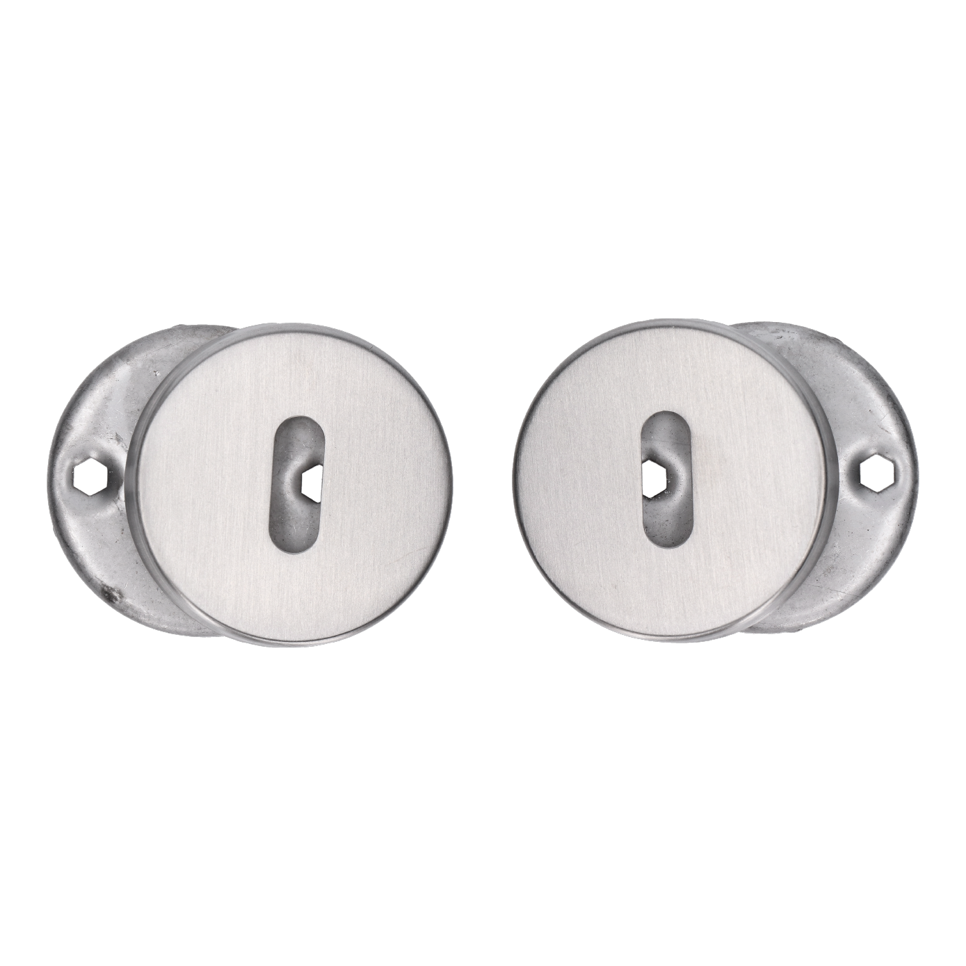 Kulatá rozeta pro skříňkový zámek, broušená nerez AISI304