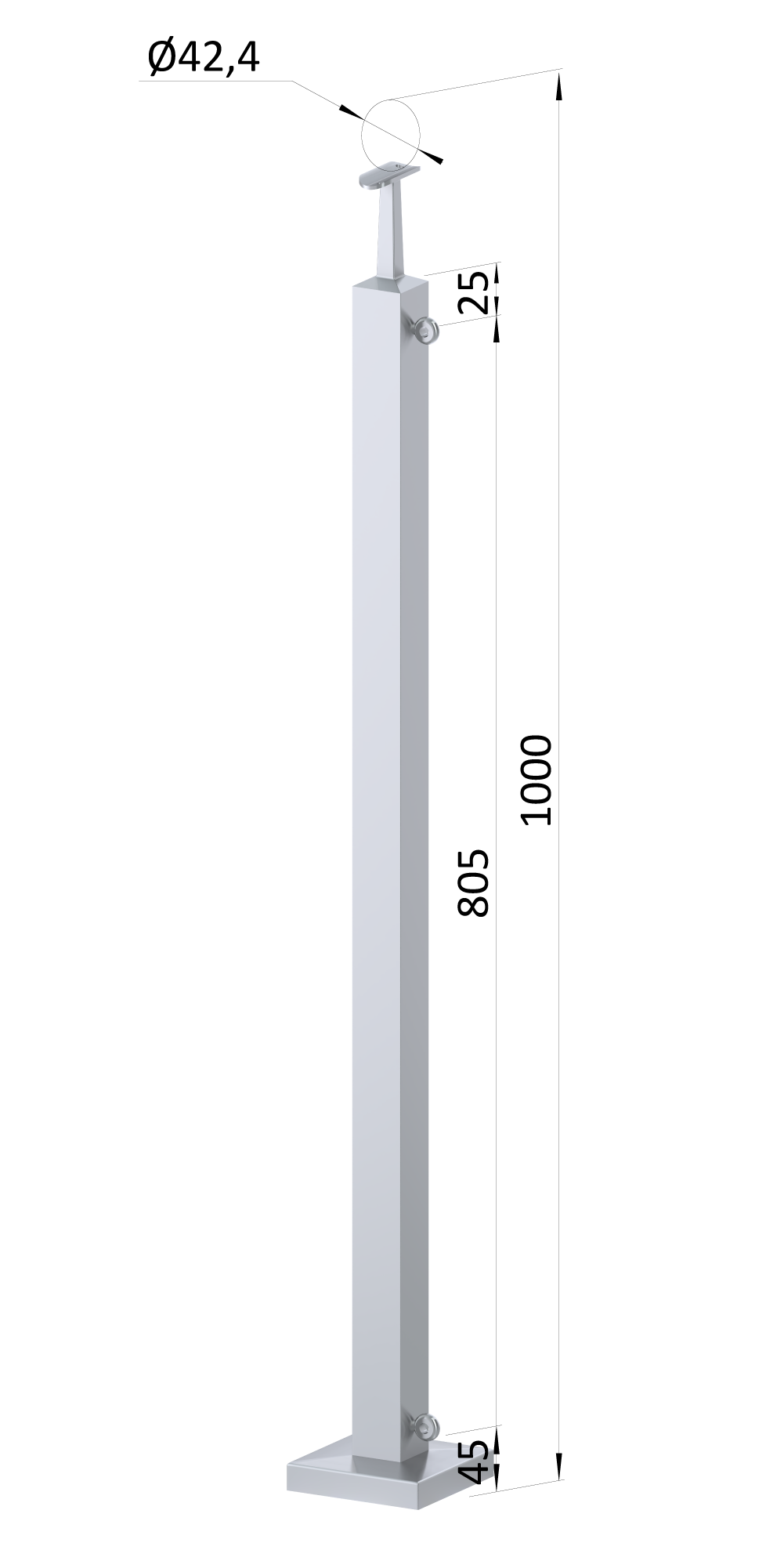 Nerezový sloup, vrchní kotvení, pro síť