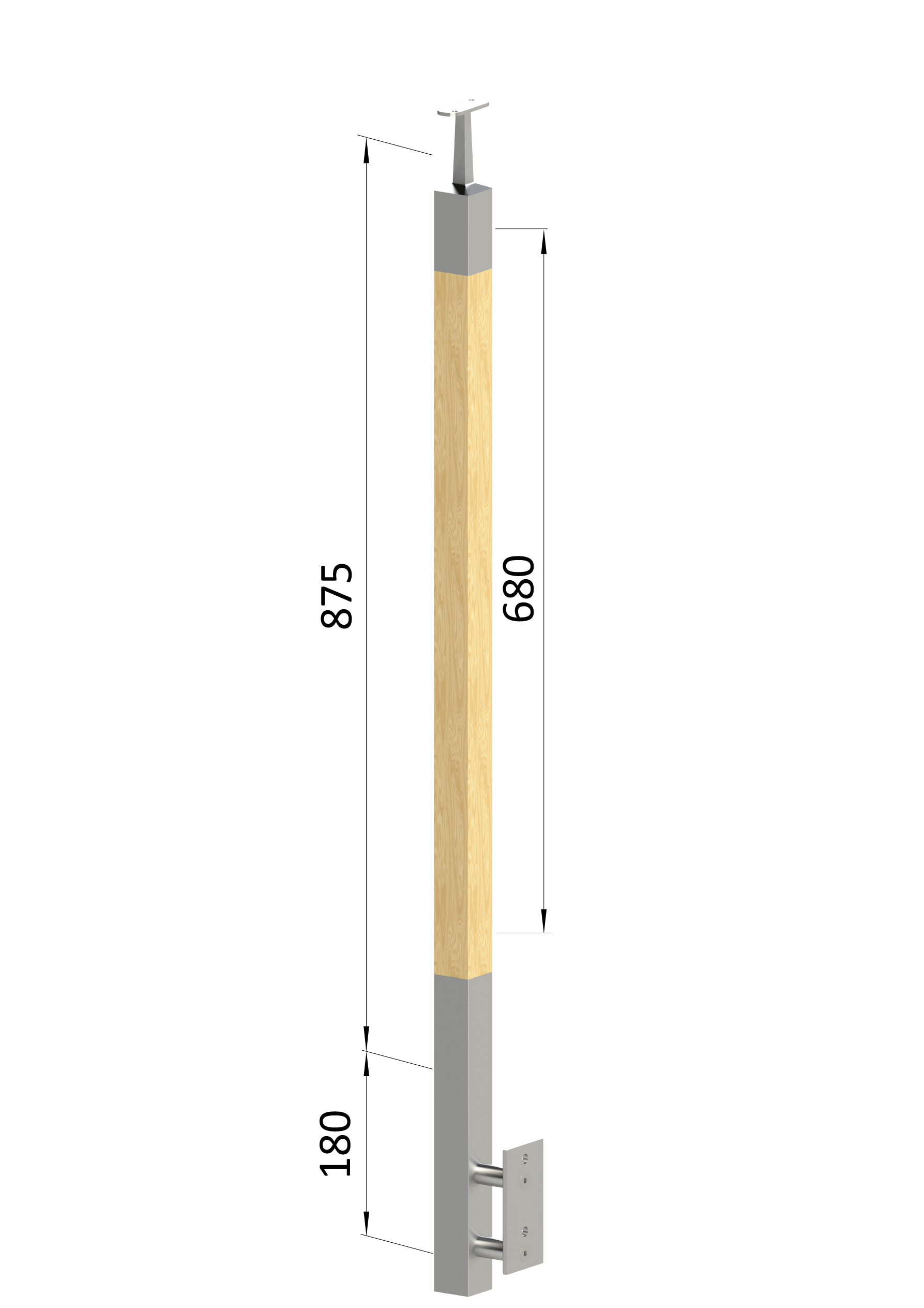 Dřevěný sloup, boční kotvení, bez výplně