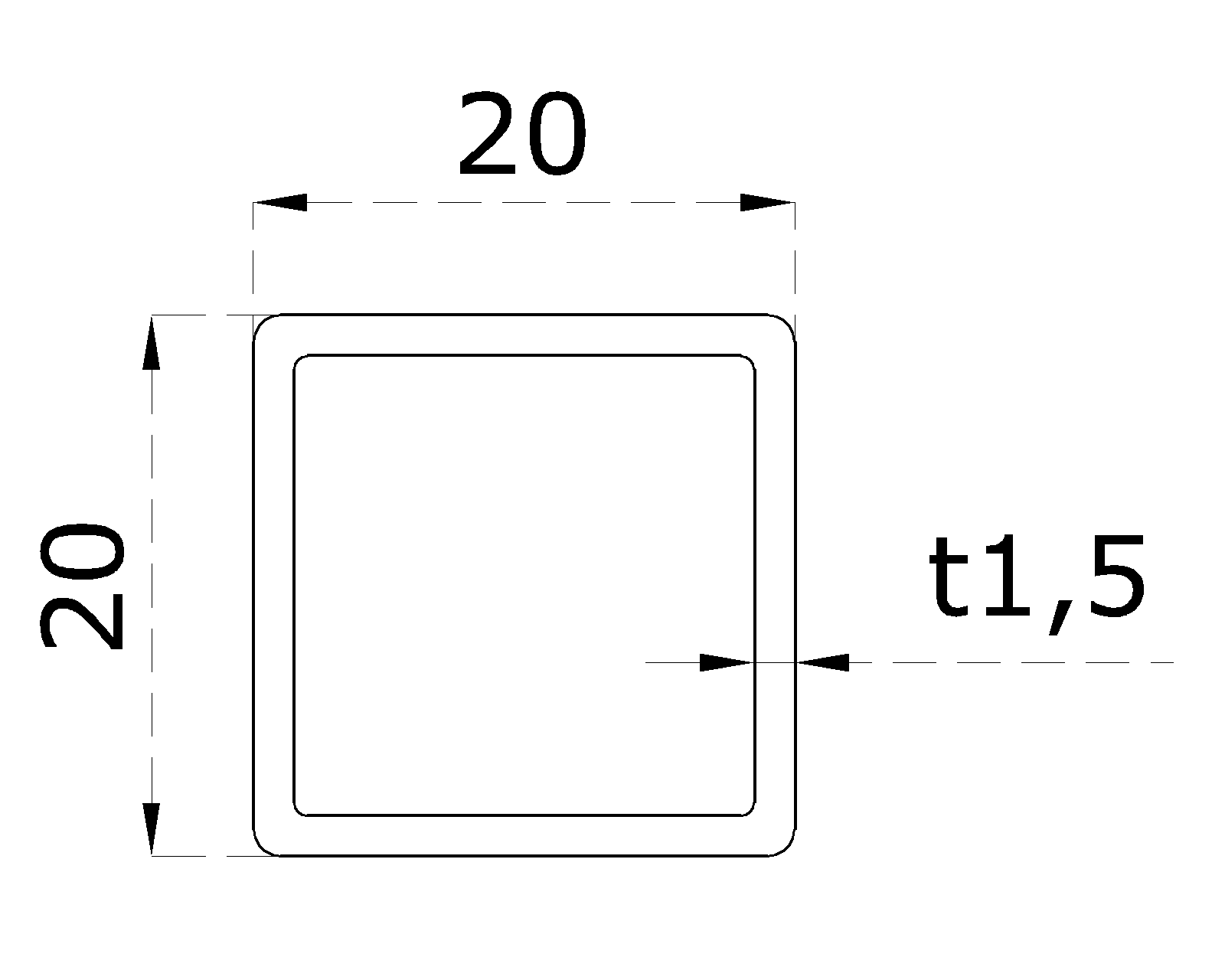 DOPRODEJ profil 20 x 20 x 1,5 x 1000 mm, broušená AISI 304