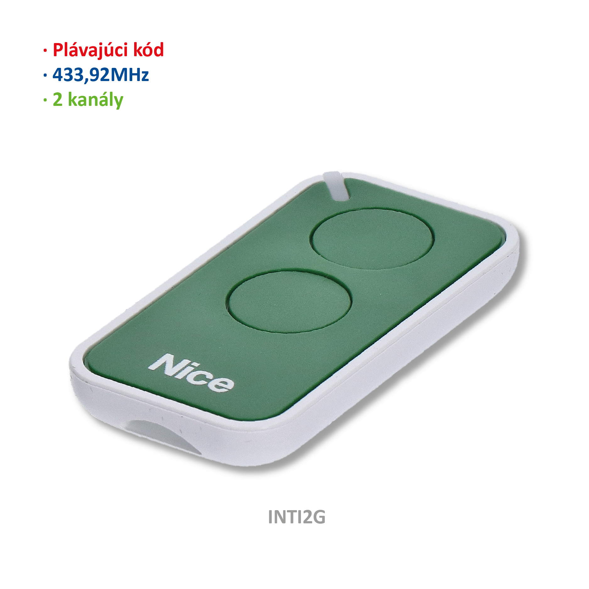 Vysílač ERA 2kanálový, 433MHz, plovoucí kód, zelený