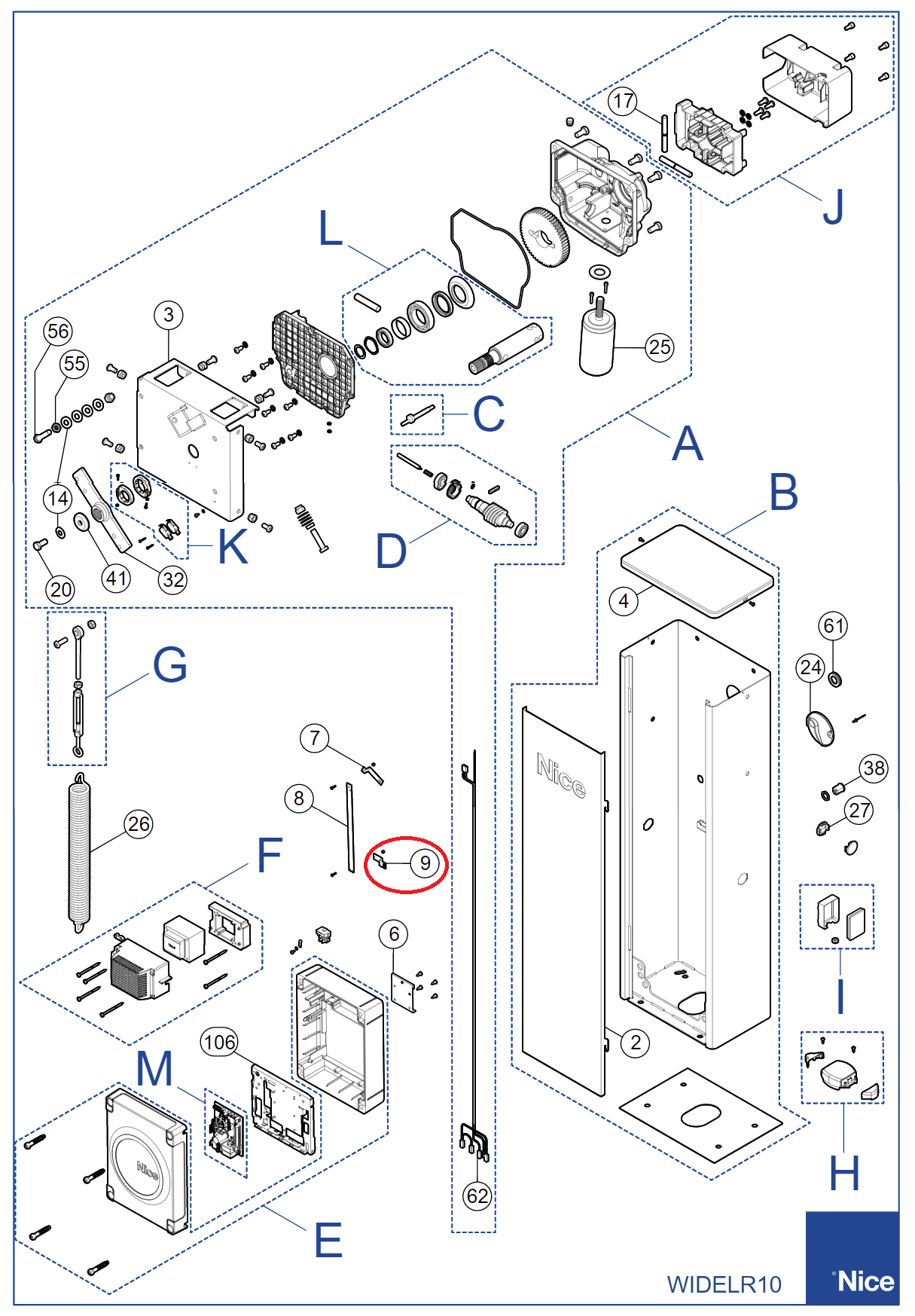 PMD0062A.4610 uvolňovací páka zámku pro závoru WIDEM