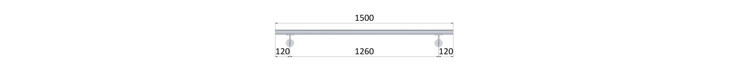 Madlo ø 42.4mm, L-1500mm, broušená nerez AISI316