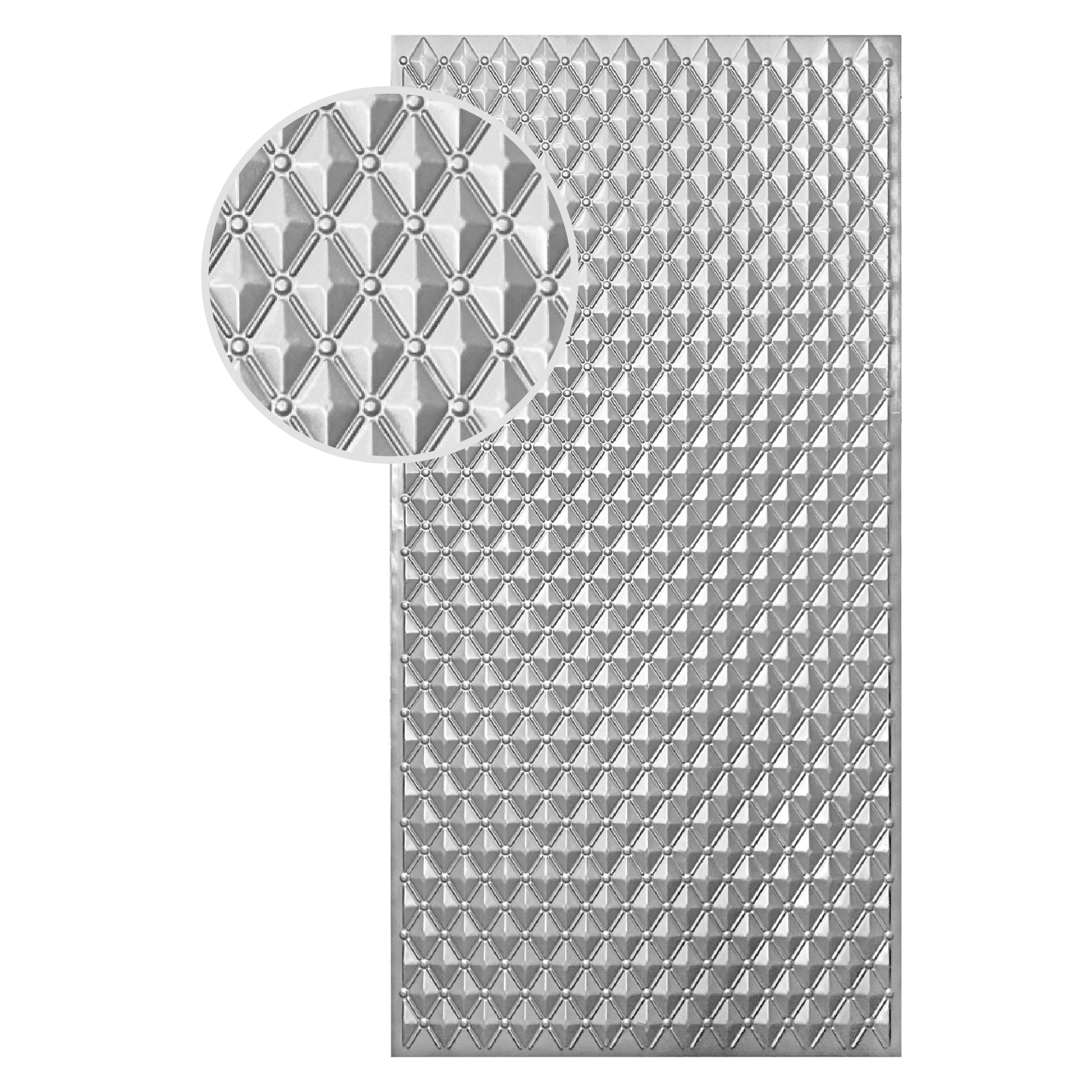 Plech pozinkovaný 2000 x 1000 x 1,2 mm, 3D vzor koule-jehlan