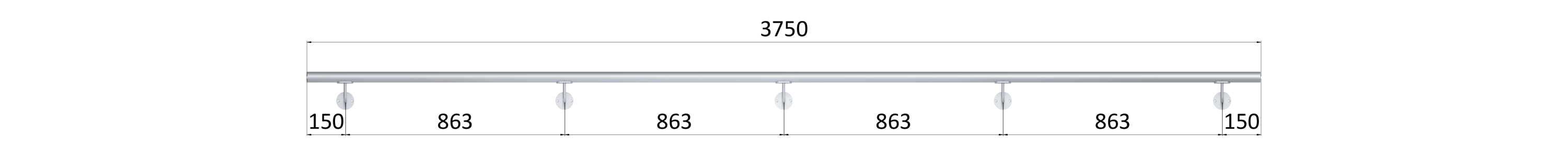 Madlo ø 42.4mm, L-3750mm, broušená nerez AISI316