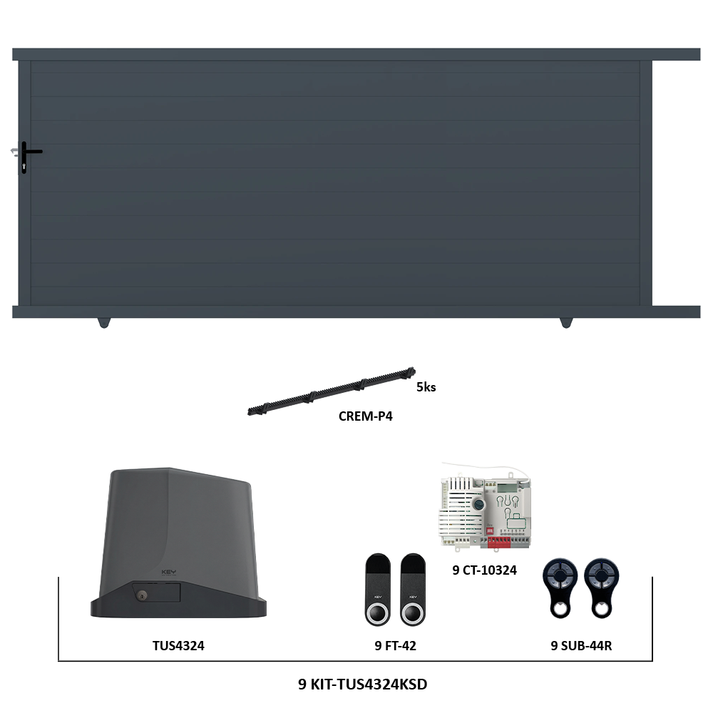 Posuvná hliníková brána 4000 x 1862 mm s pohonem TU4324KSD