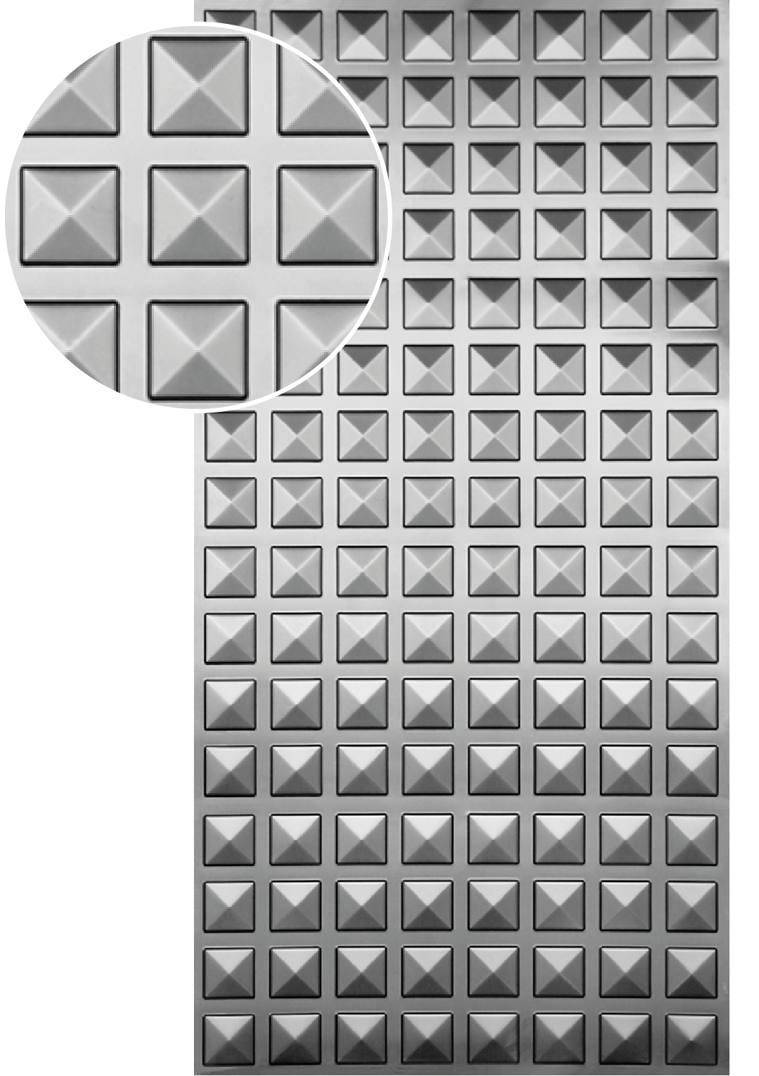 Plech pozinkovaný, 2000 x 1000 x 1,2 mm, 3D vzor čtverec