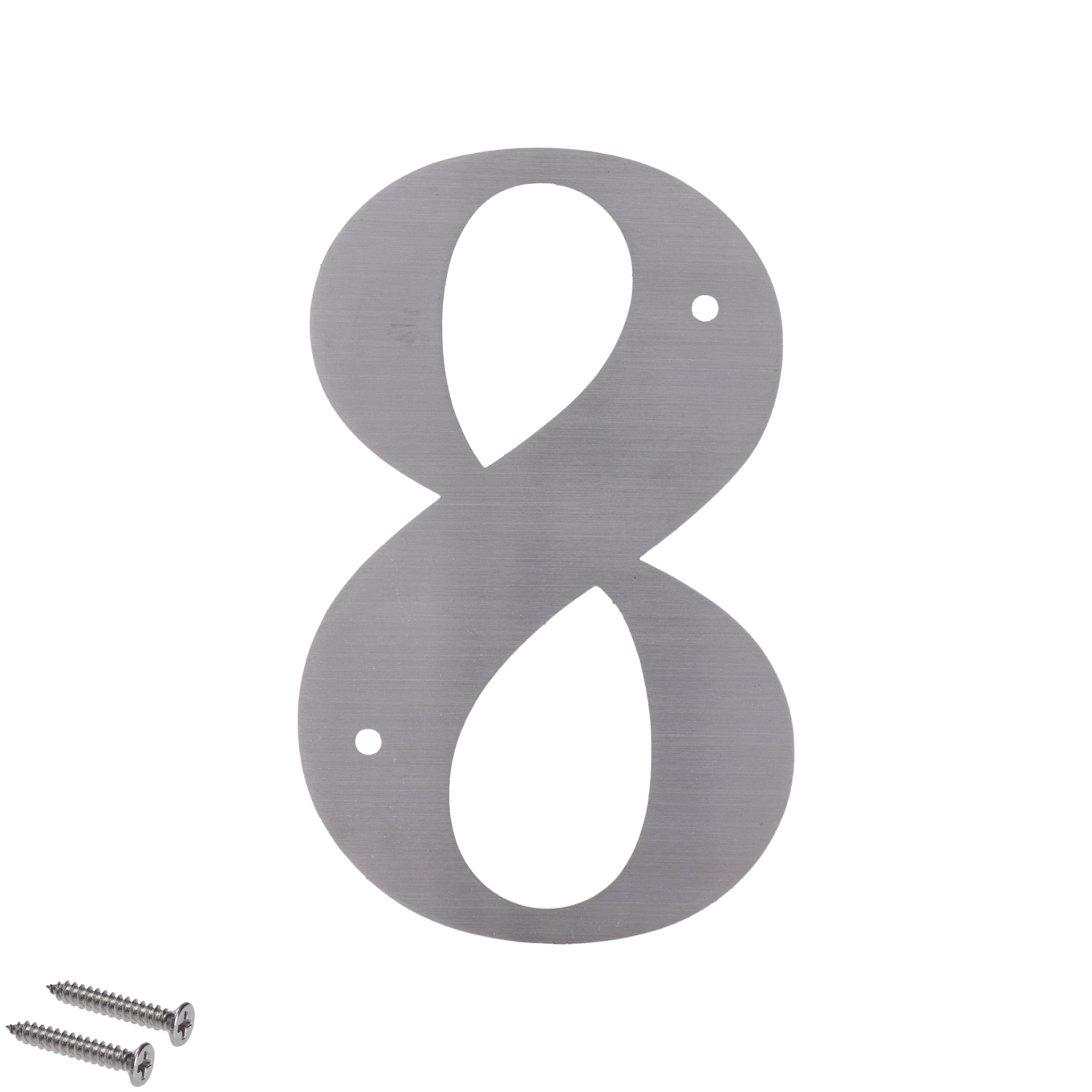 Číslo domovní 8, s otvory, broušená nerez AISI304
