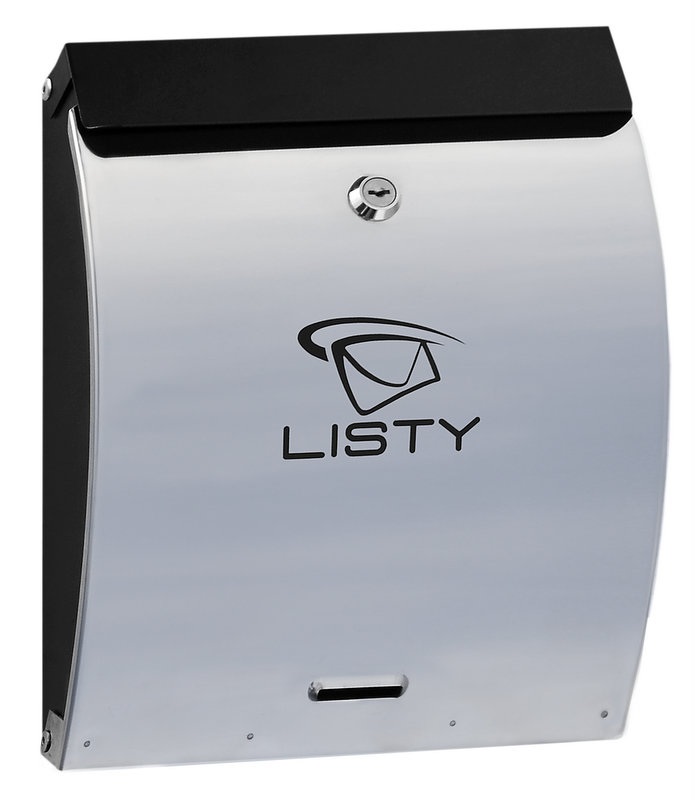 Schránka poštovní (250x330x65mm) nerez/černá, max. 1 formát listu: C4, leštěná nerez /AISI430