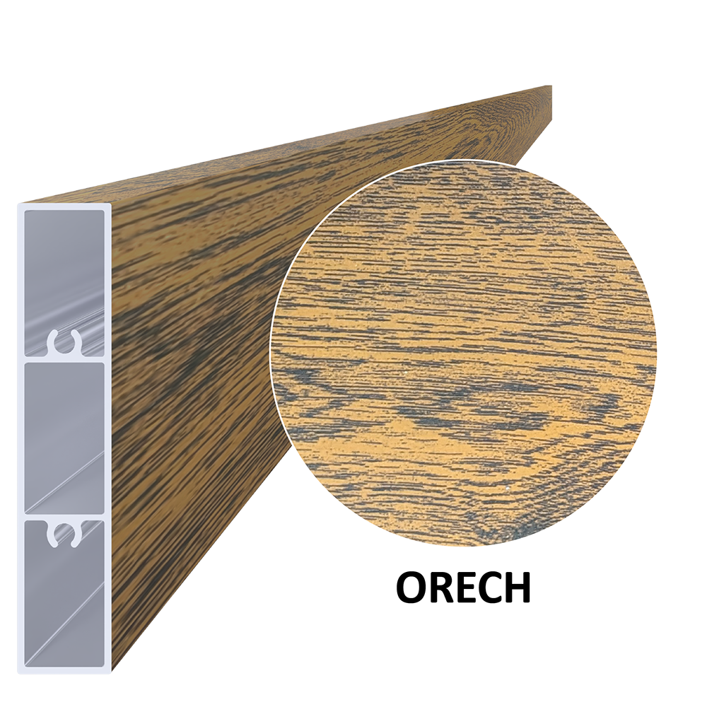 Al profil 80 x 16 x 6000 mm, lak se strukturou OŘECH