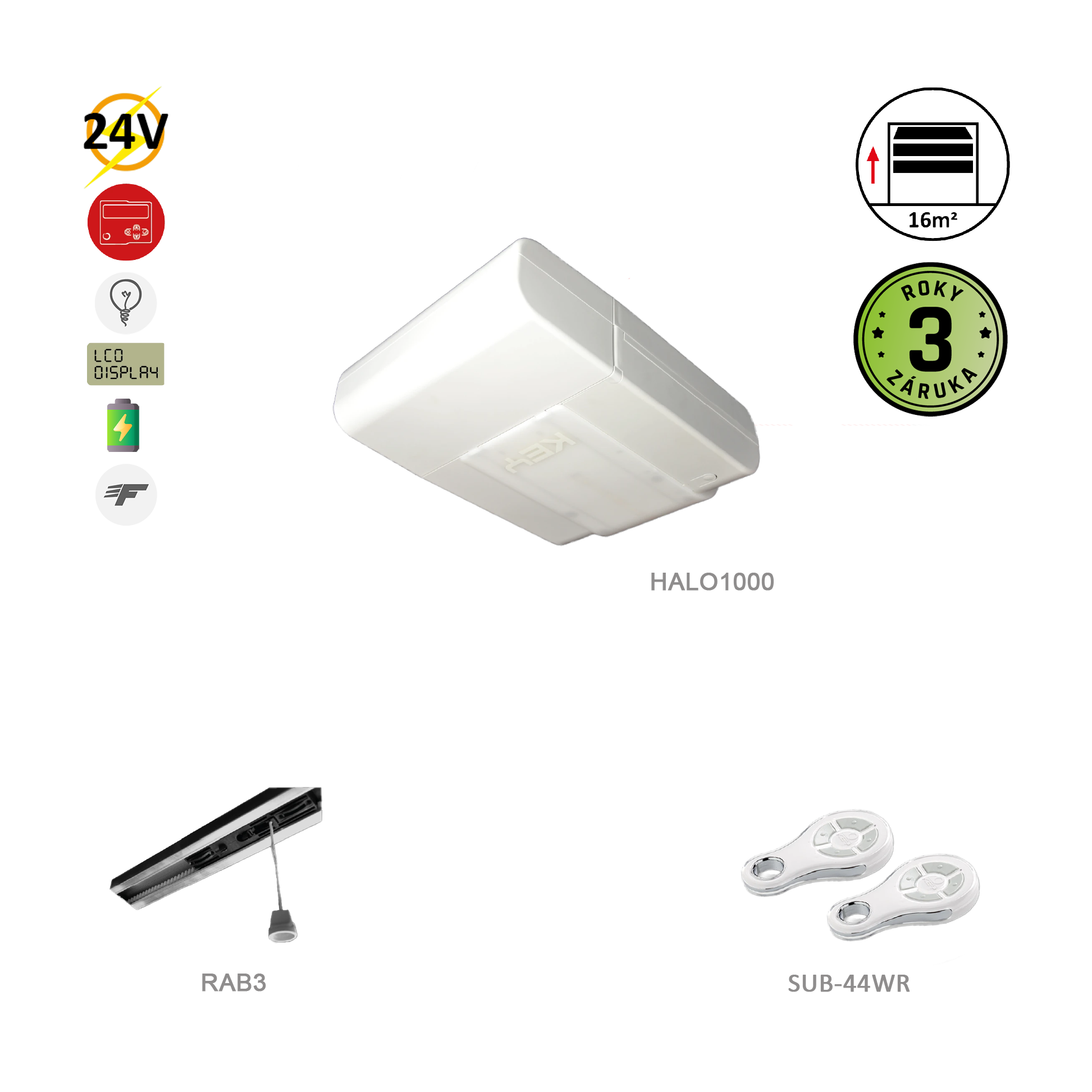 HALO 1000N pohon pro sekční vrata do 16m²/130kg