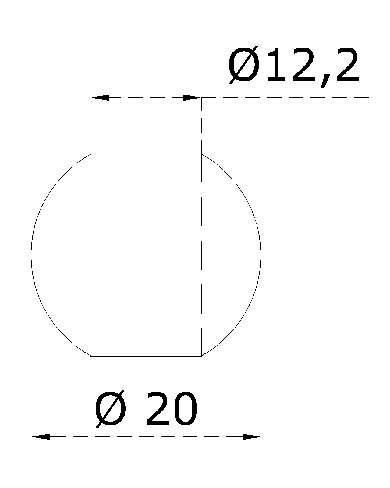 DOPREDAJ! Guľa priechodná ø 20 mm na trubku ø 12 mm, leštená AISI 304