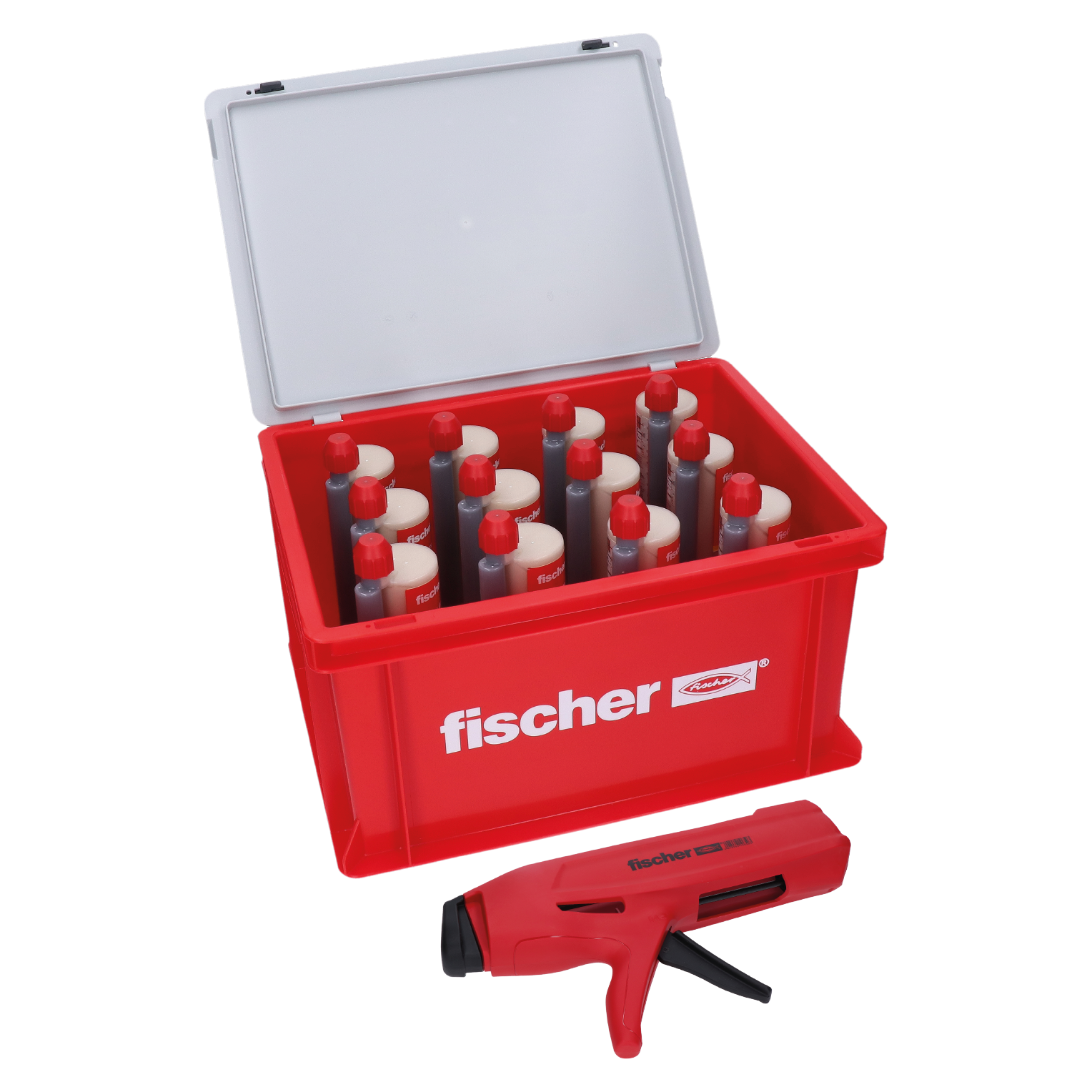 Praktický montážny box Fischer HWK obsahujúci 12 x chemickú maltu Fischer FIS V Plus 360 + pištoľ grátis