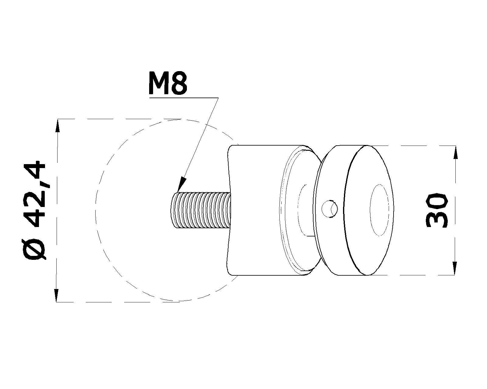 DOPREDAJ! Svorka bodová, na ø 42,4 mm, sklo 6 - 12 mm, AISI 304