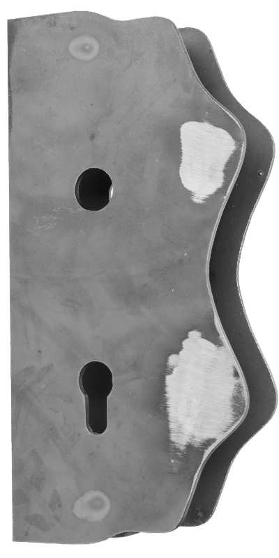 Kazetová sestava pro branku 250x125x30mm, otvor pro kliku ø 20mm, na profil 30x30mm, hladká, pro zámek ZM90/80