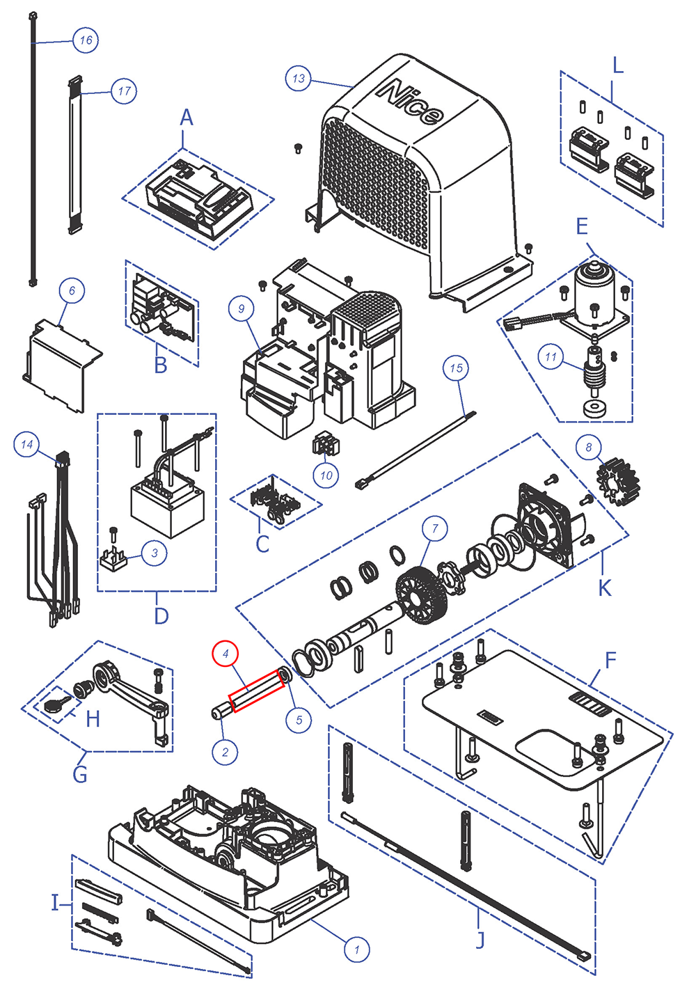 PD2189A0001 Hriadeľ  odblokovacia RBS400, RBS600, RBS600HS