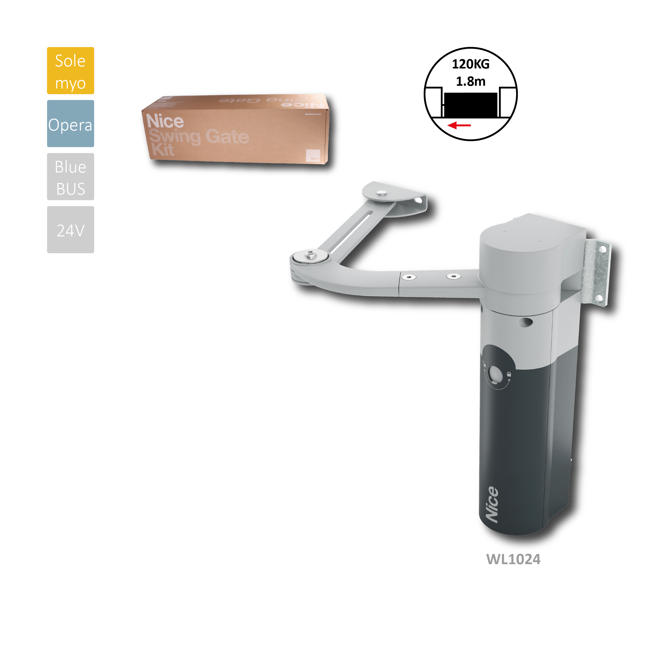 Walky1024 samostatný pohon pro křídlovou bránu