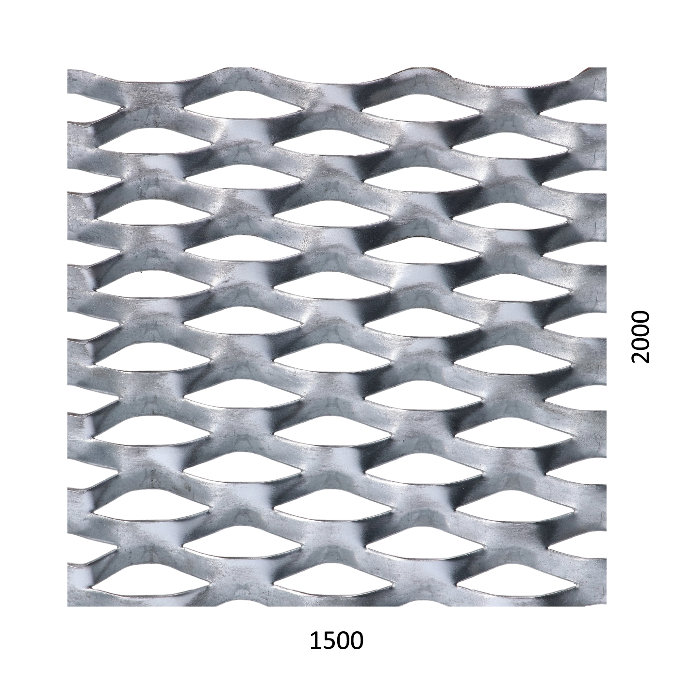 Tahokov Fe kosočtvercové oko: 62x25 mm, můstek: 9 mm (1500x2000x1,5 mm)