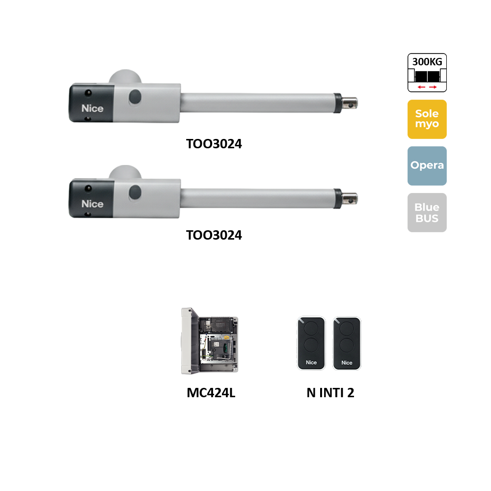 TOO3024KLT sada pohonů pro dvoukřídlovou bránu do 3m/křídlo