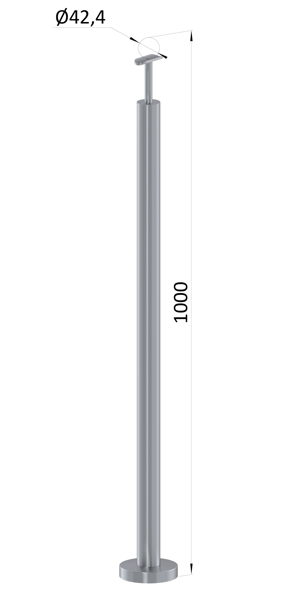 Nerezový sloup, vrchní kotvení, bez výplně