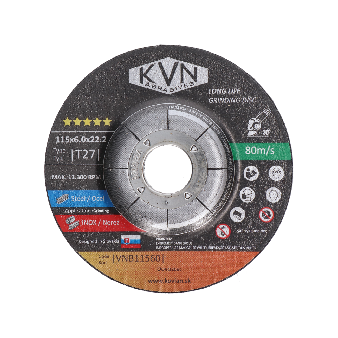 Profesionální brusný kotouč na nerez, 115 x 6 x 22,2 mm