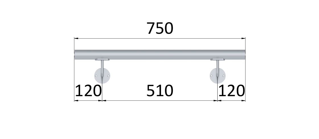 Madlo ø 42.4mm, L-750mm, broušená nerez AISI316