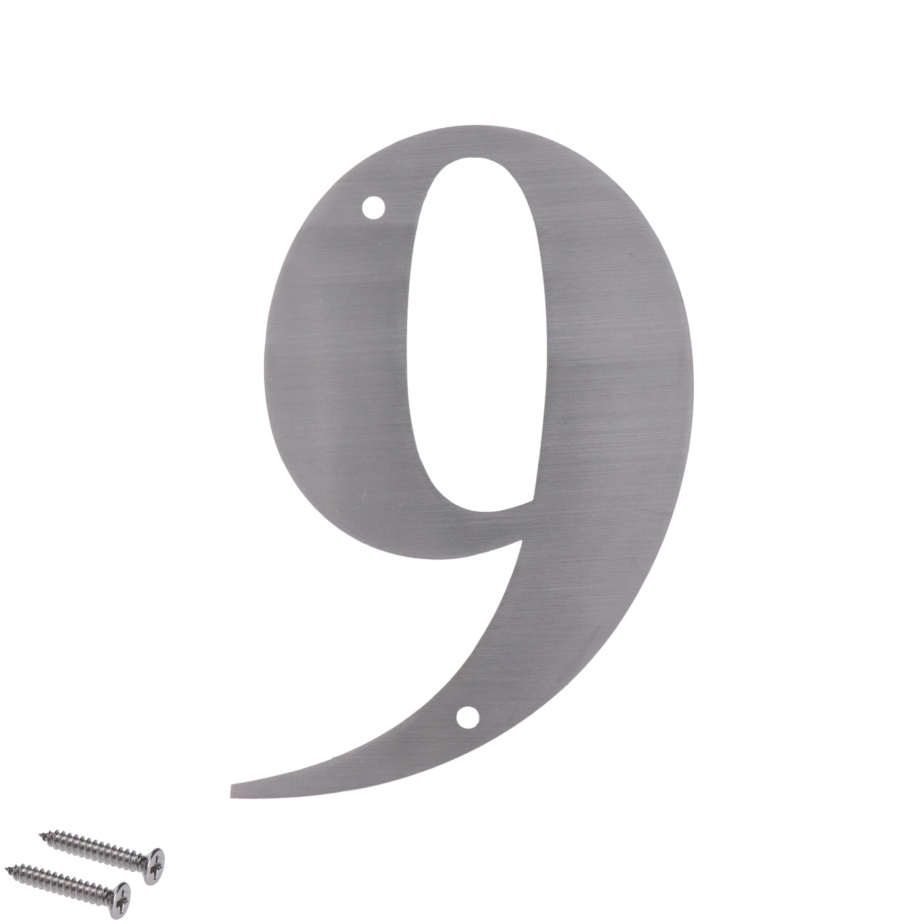 Číslo domovní 9, s otvory, broušená nerez AISI304