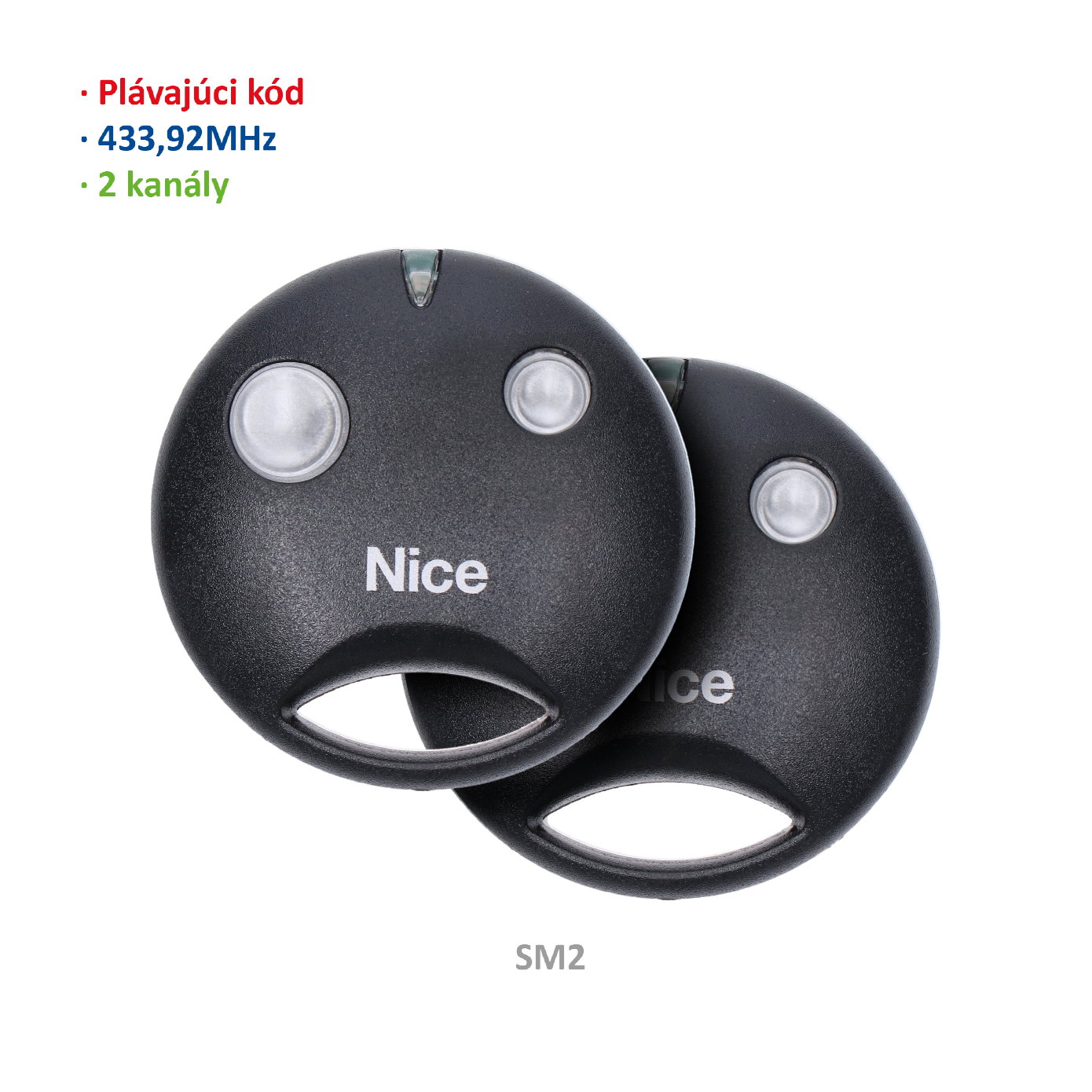 Vysílač 2kanálový, 433MHz, plovoucí kód, černý