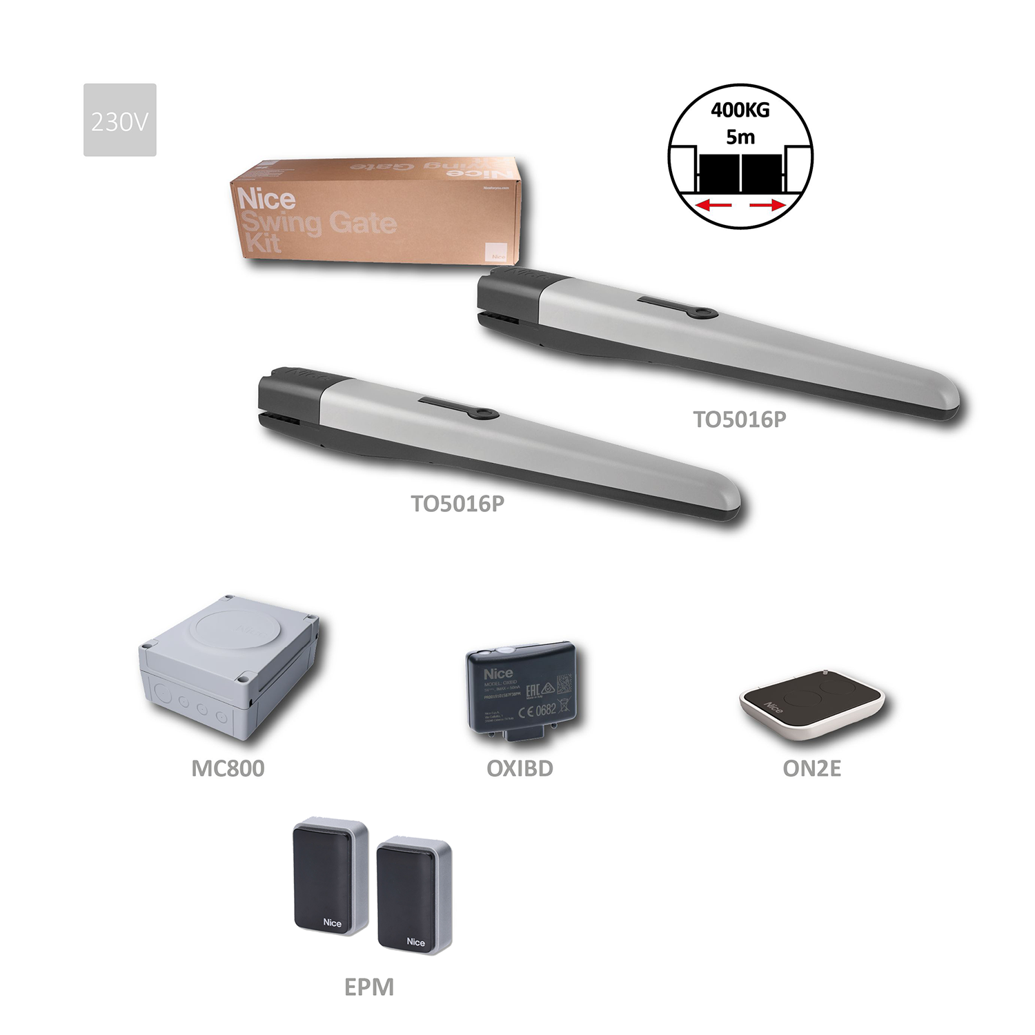 TO5016P sada pro dvoukřídlovou bránu do 5m/křídlo