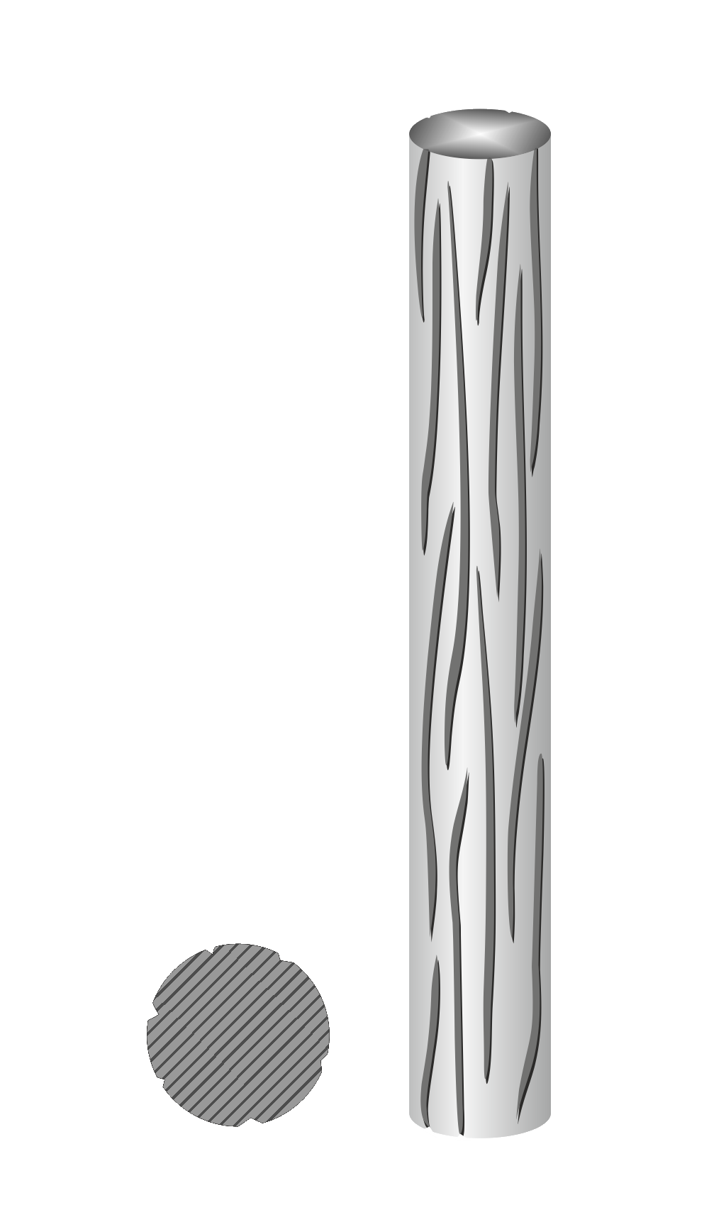 Tyč kruhová plná 16-20mm, černá, zdobená-vzor réva, 1100 mm