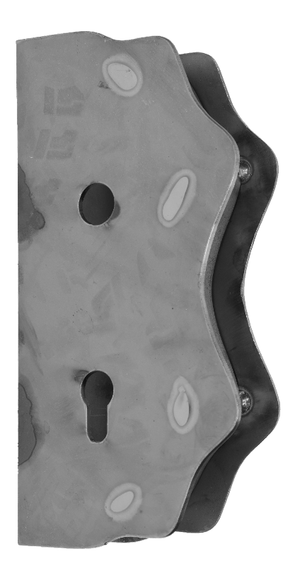 Kazetová sestava pro branku 250x95x40mm, otvor pro kliku ø 20mm, na profil 40x40mm, hladká, pro zámek ZM90/80