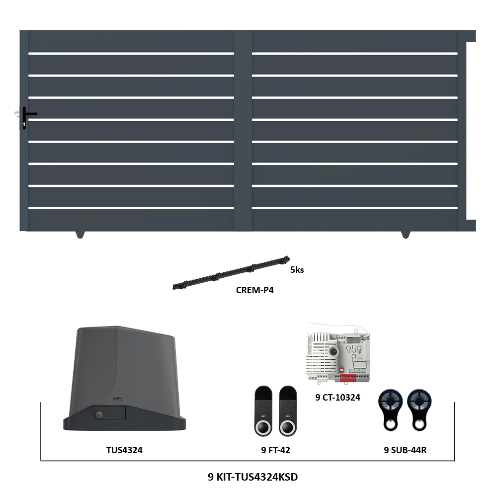 Posuvná hliníková brána 4000 x 1803 mm s pohonem TUS4324KSD