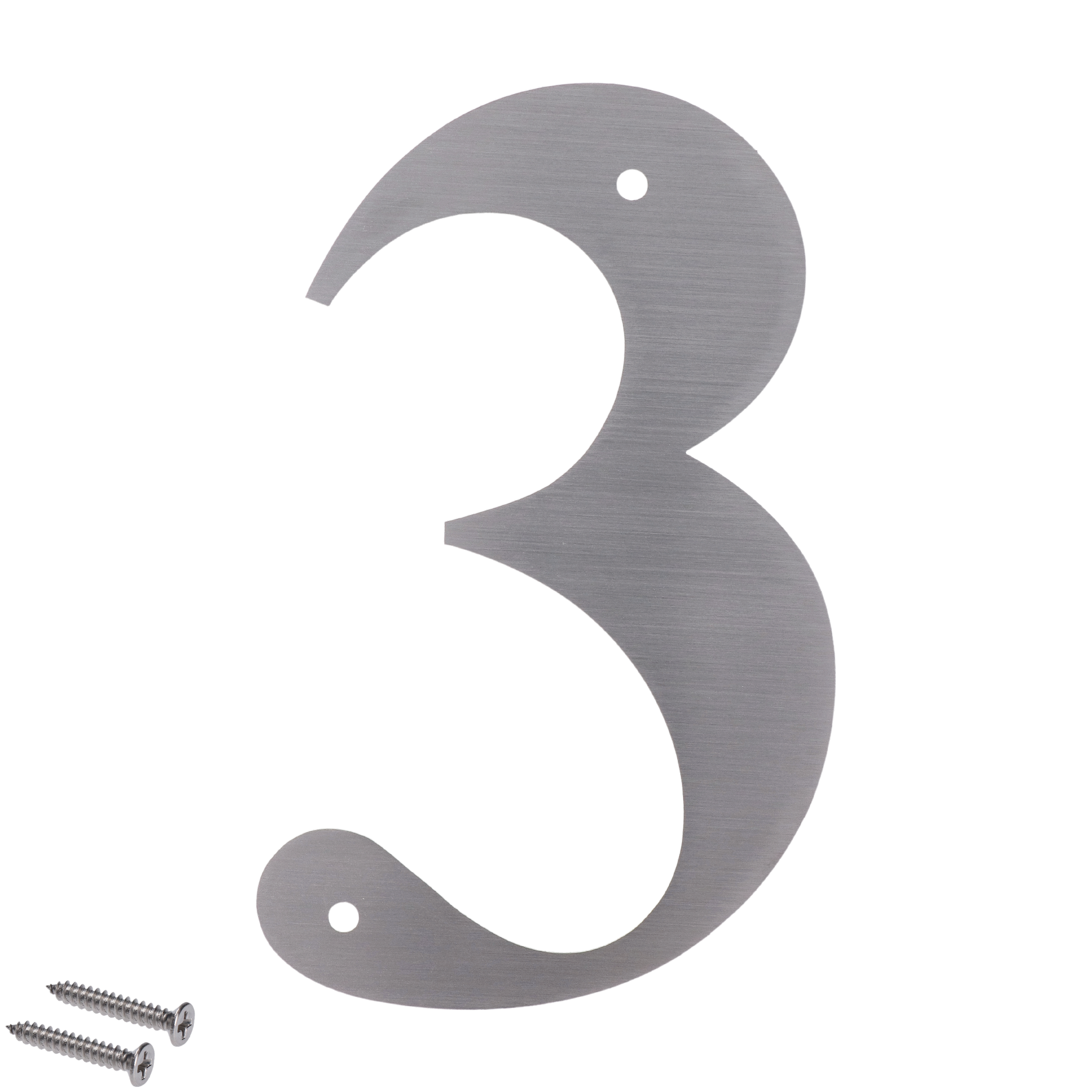 Číslo domovní 3, s otvory, broušená nerez AISI304