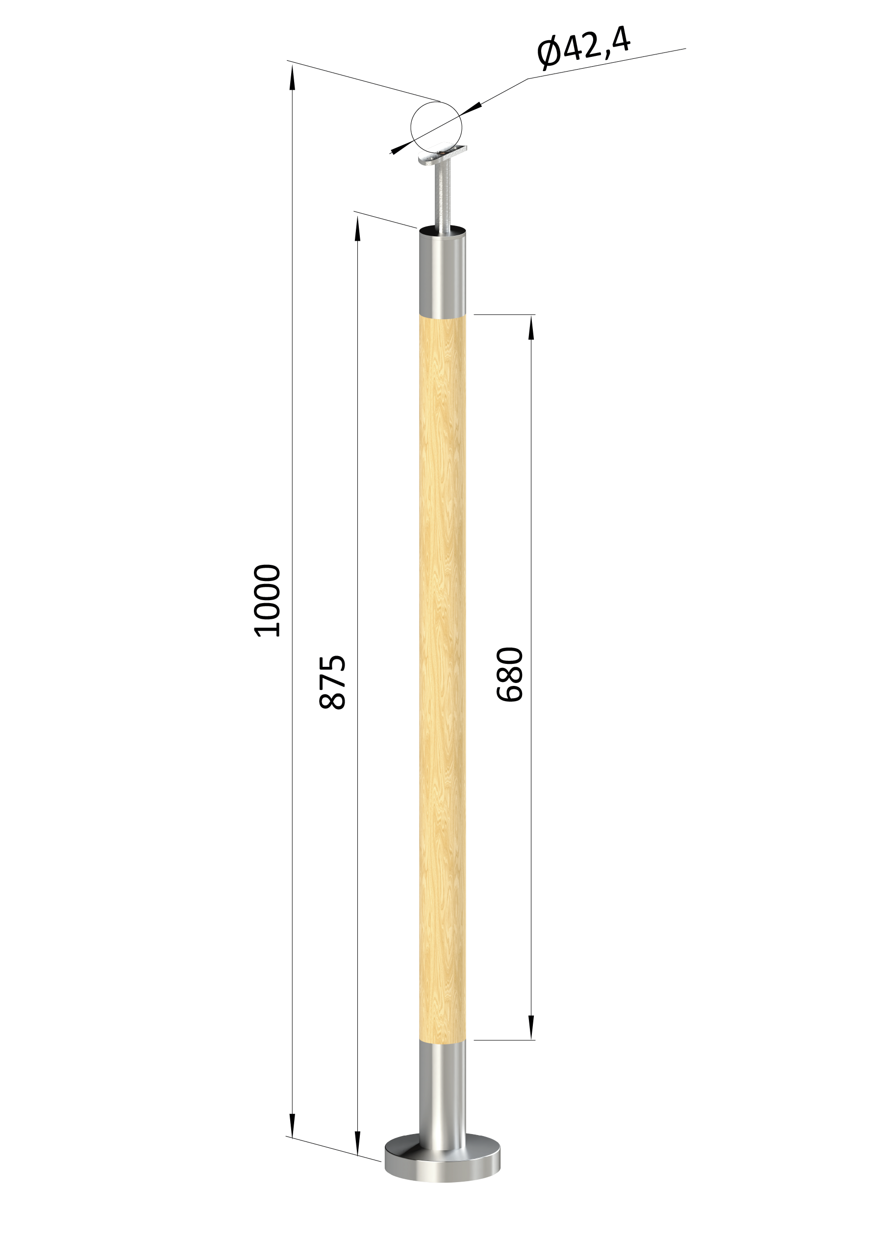 Dřevěný sloup, vrchní kotvení, bez výplně