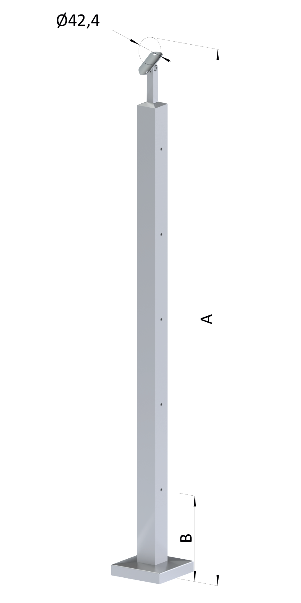 Nerezový sloup, vrchní kotvení, 5řadový M6